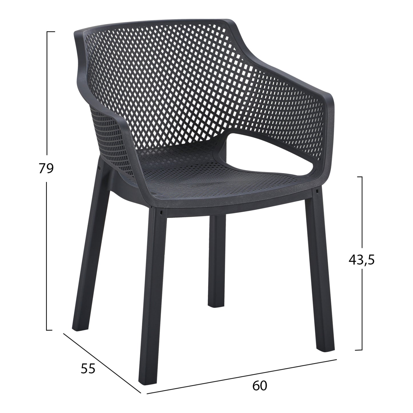 Polypropylene Dining Armchair Peggy Hm6368.02 Black 60x55x79hcm.