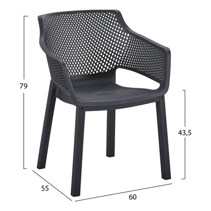 Polypropylene Dining Armchair Peggy Hm6368.02 Black 60x55x79hcm.