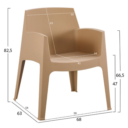 Polypropylene Armchair Sleek Hm6370.03 Cappuccino 68x63x82.5hcm.