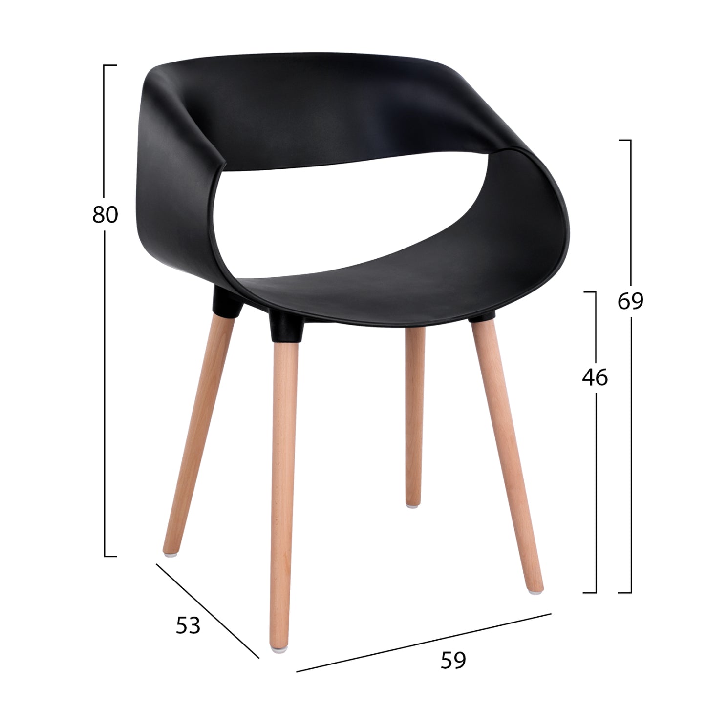 Polypropylene Armchair Maggie Hm8600.02 In Black Color 59x53x80 Cm