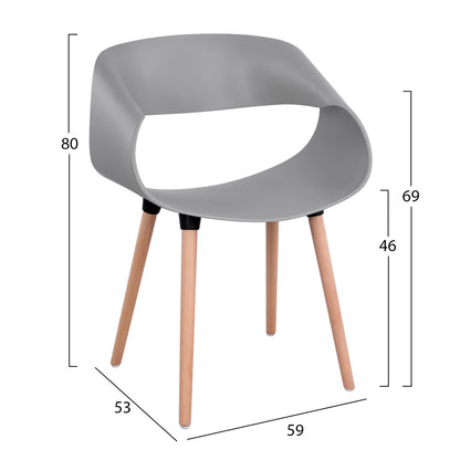 Polypropylene Armchair Maggie Hm8600.10 Grey Color 59x53x80 Cm