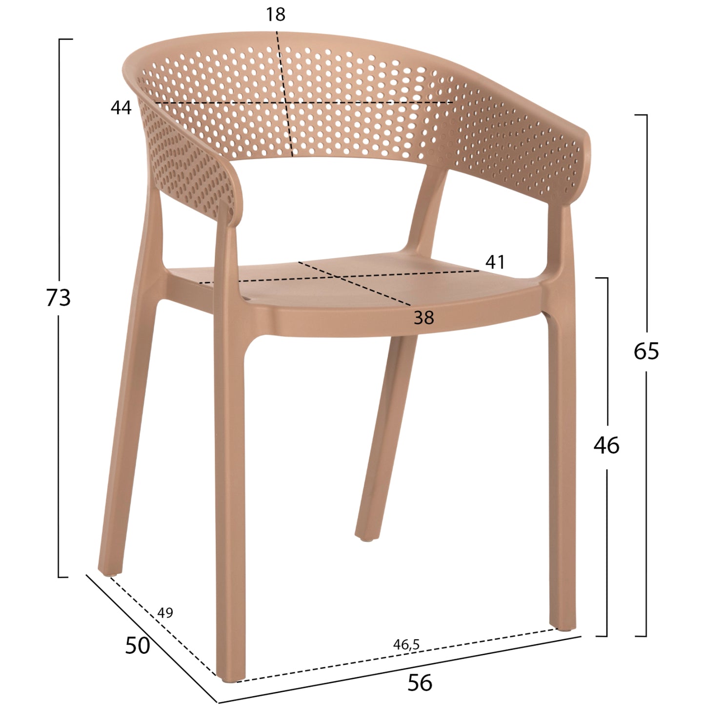Armchair Polypropylene Perfoe Hm5941.03 In Cappuccino 56x50x73hcm.