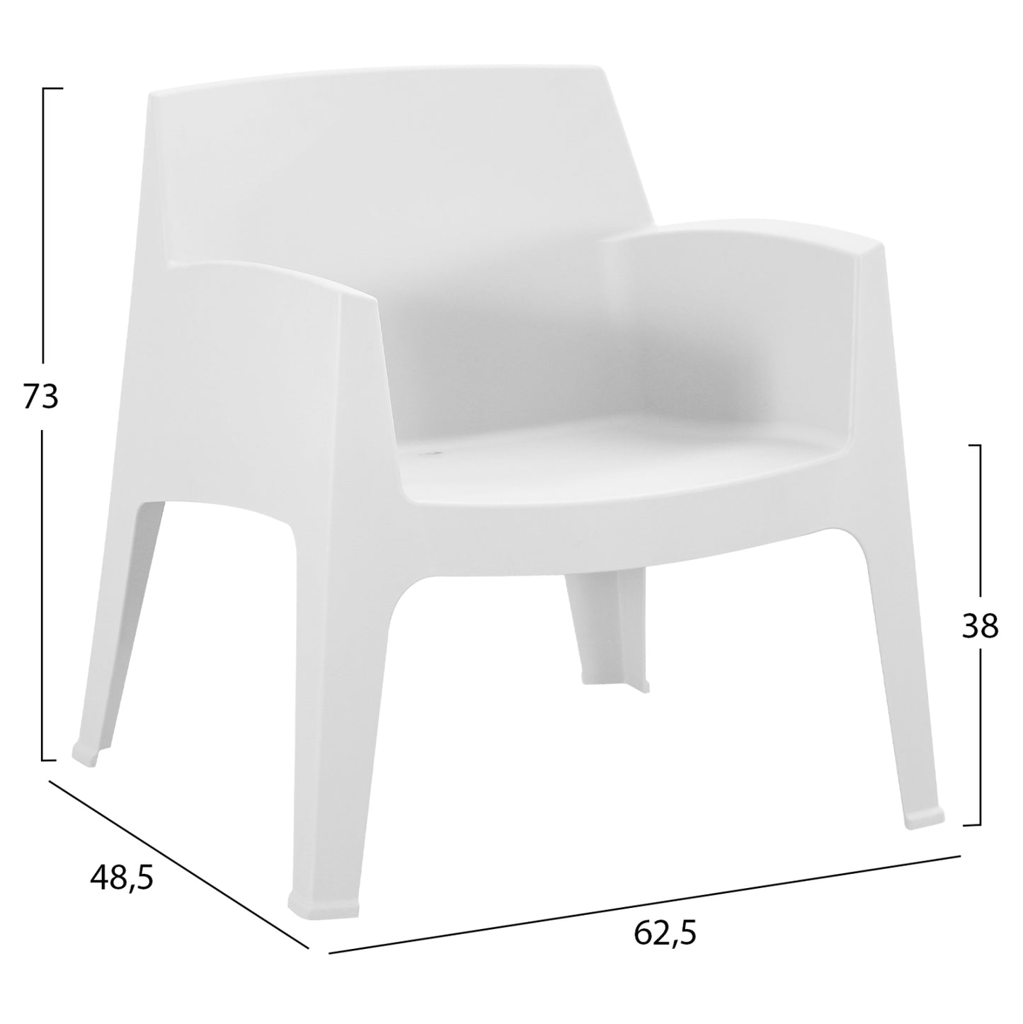 Polypropylene Lounge Armchair Sleek Hm6365.01 White 62x68x73hcm.