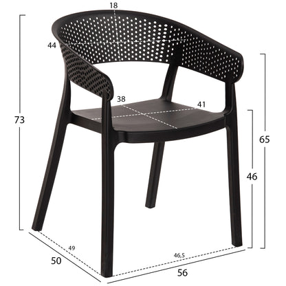 Armchair Polypropylene Perfoe Hm5941.02 In Black 56x50x73hcm.