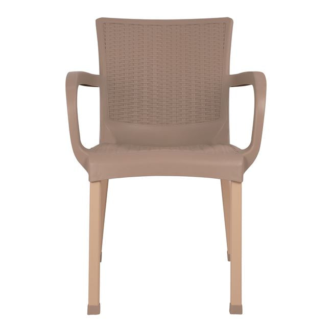 Armchair Polypropylene Rattan Leg Alu Hm5591.02 Cappuccino 60x60x82 Cm