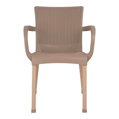 Armchair Polypropylene Rattan Leg Alu Hm5591.02 Cappuccino 60x60x82 Cm