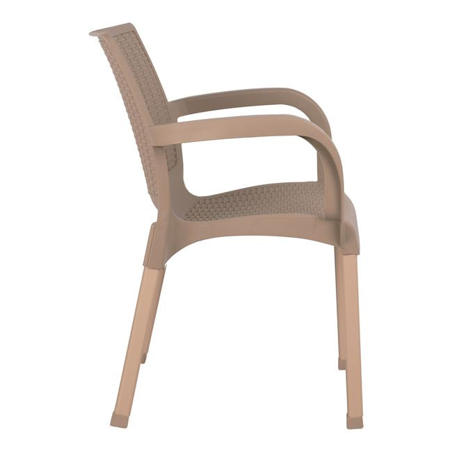 Armchair Polypropylene Rattan Leg Alu Hm5591.02 Cappuccino 60x60x82 Cm