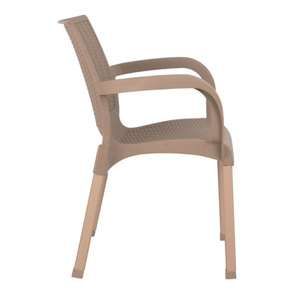Armchair Polypropylene Rattan Leg Alu Hm5591.02 Cappuccino 60x60x82 Cm