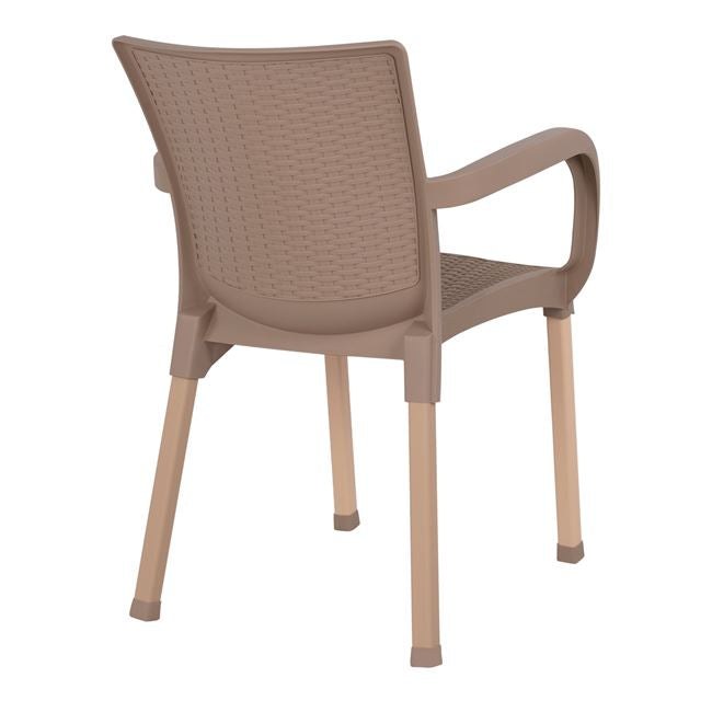 Armchair Polypropylene Rattan Leg Alu Hm5591.02 Cappuccino 60x60x82 Cm