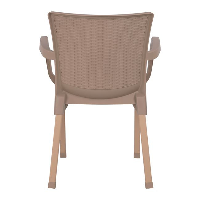 Armchair Polypropylene Rattan Leg Alu Hm5591.02 Cappuccino 60x60x82 Cm