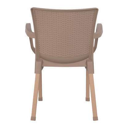 Armchair Polypropylene Rattan Leg Alu Hm5591.02 Cappuccino 60x60x82 Cm