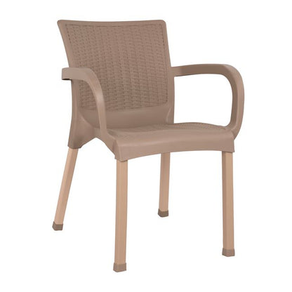 Armchair Polypropylene Rattan Leg Alu Hm5591.02 Cappuccino 60x60x82 Cm