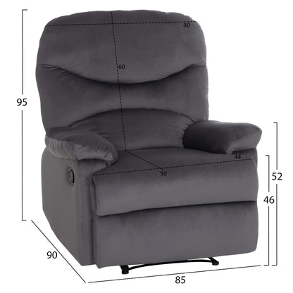 Armchair With Manual Recliner Braylen Hm3298.01 Grey Velvet 85x90x95hcm.