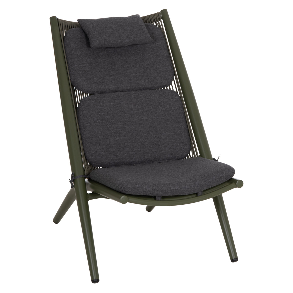 Lounger Relax Remus Hm6642.07 Aluminum & Olefin Rope In Olive Green 63x87x94hcm.
