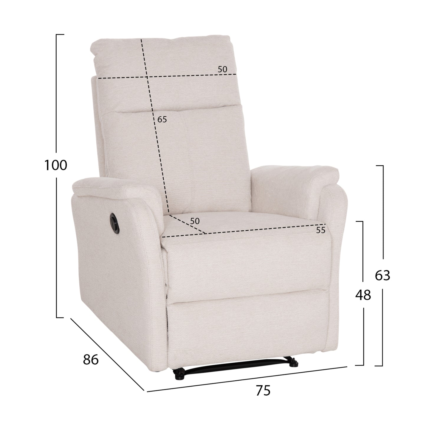 Armchair Relax With Electric Recline Synthia Hm3309.01 Beige Fabric 75x86x100hcm.