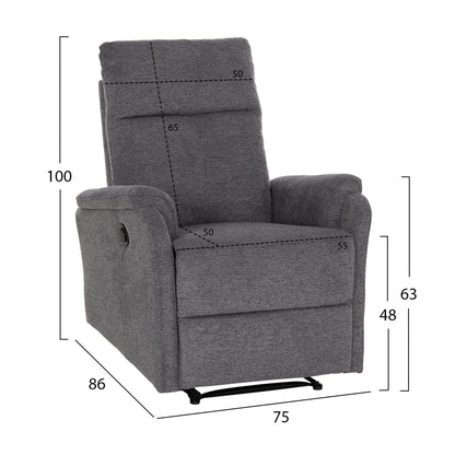 Armchair Relax With Electric Recline Synthia Hm3309.03 Grey Fabric 75x86x100hcm.