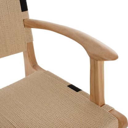 Armchair Band Rubberwood And Rope 62,5x60x88hcm.hm9324.01