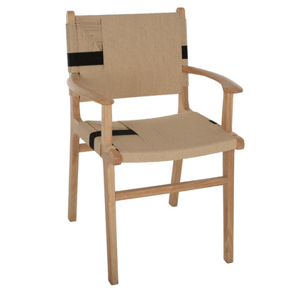 Armchair Band Rubberwood And Rope 62,5x60x88hcm.hm9324.01
