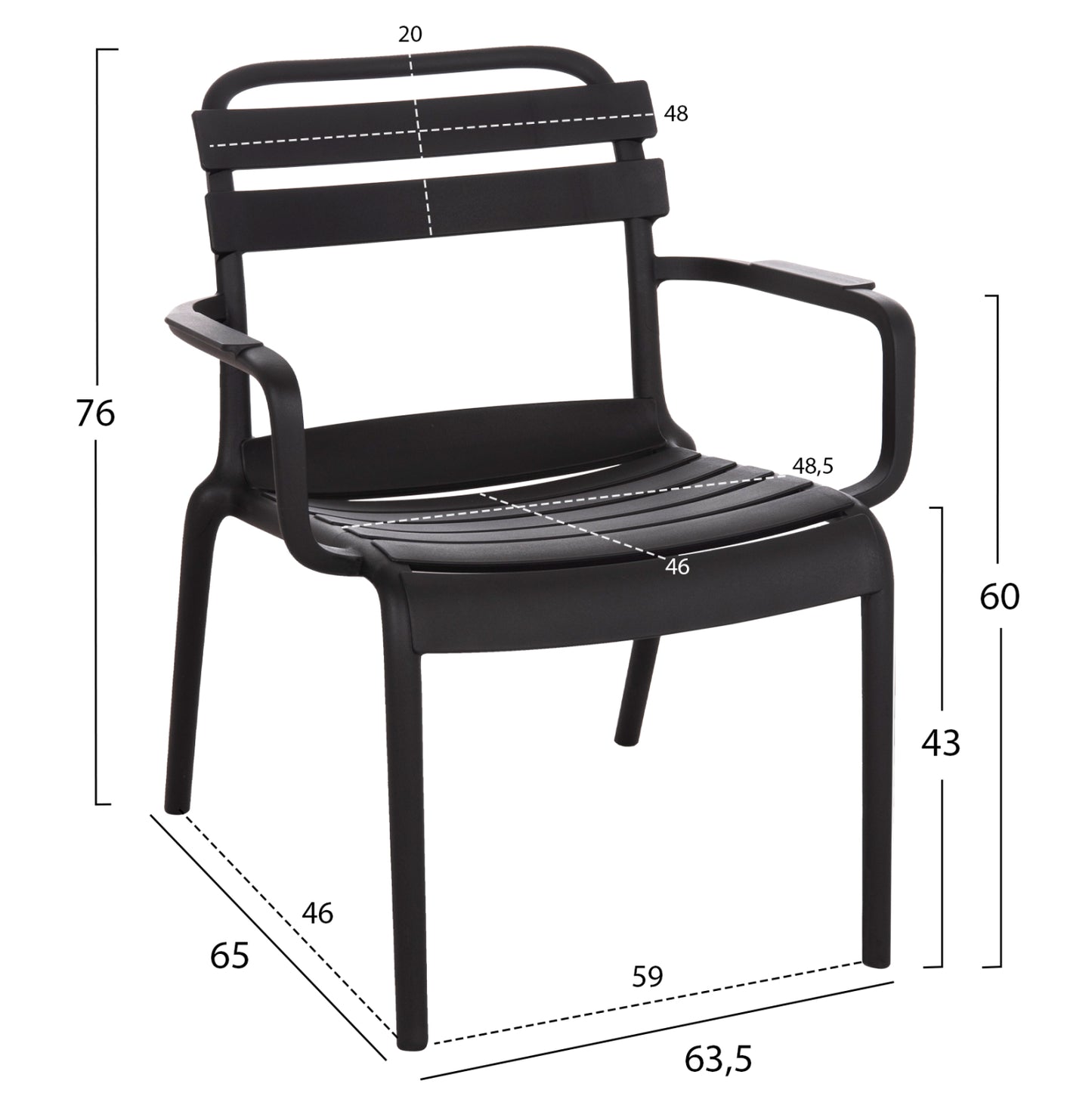 Polypropylene Lounge Armchair Korver Hm6333.02 Black 63.5x65x76hcm.
