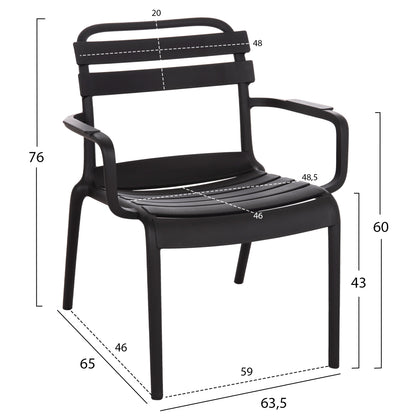 Polypropylene Lounge Armchair Korver Hm6333.02 Black 63.5x65x76hcm.