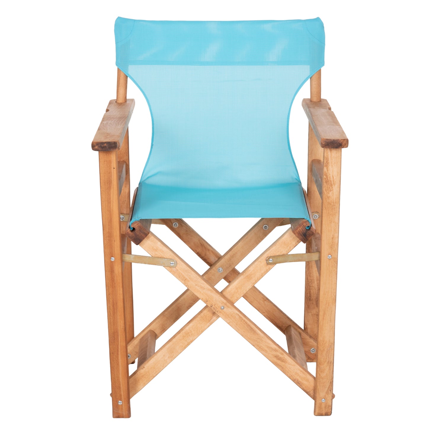 Director's Chair Limnos Hm11764.08 In Natural Color And Sky Blue Textilene 57x54x88.5hcm.