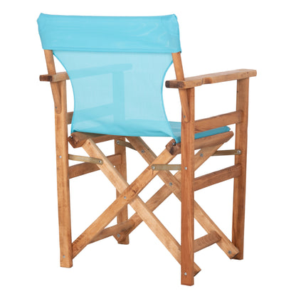 Director's Chair Limnos Hm11764.08 In Natural Color And Sky Blue Textilene 57x54x88.5hcm.