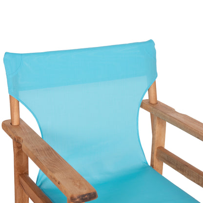 Director's Chair Limnos Hm11764.08 In Natural Color And Sky Blue Textilene 57x54x88.5hcm.