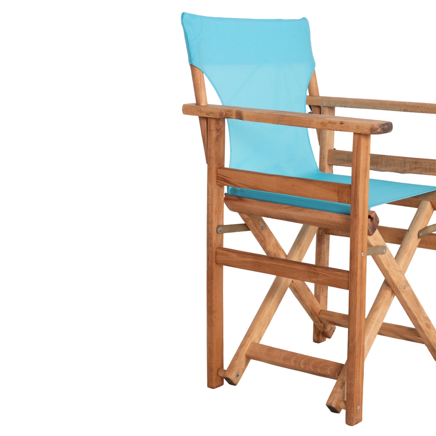 Director's Chair Limnos Hm11764.08 In Natural Color And Sky Blue Textilene 57x54x88.5hcm.