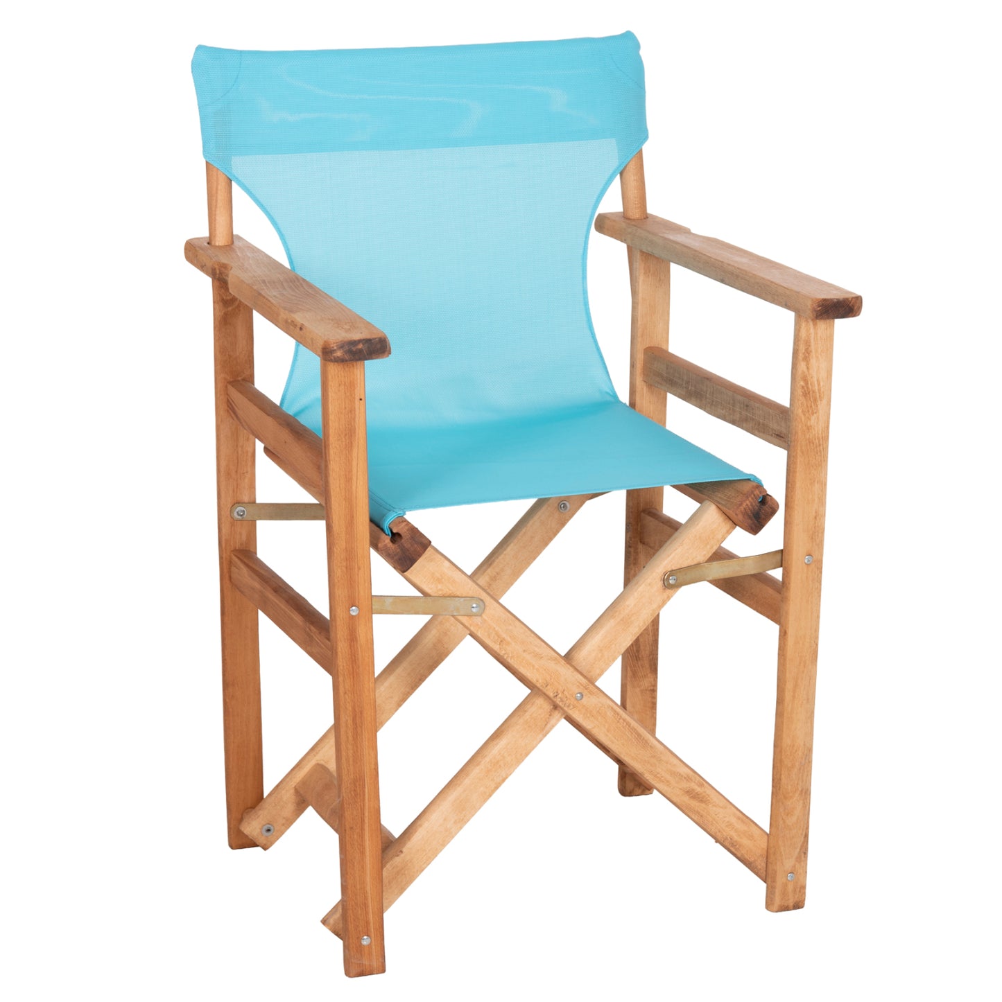 Director's Chair Limnos Hm11764.08 In Natural Color And Sky Blue Textilene 57x54x88.5hcm.