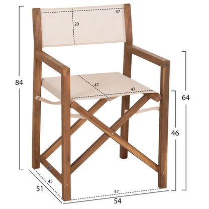 Director's Chair Soul Hm6524.04 Acacia Wood In Natural--beige Textilene 54x51x84hcm.