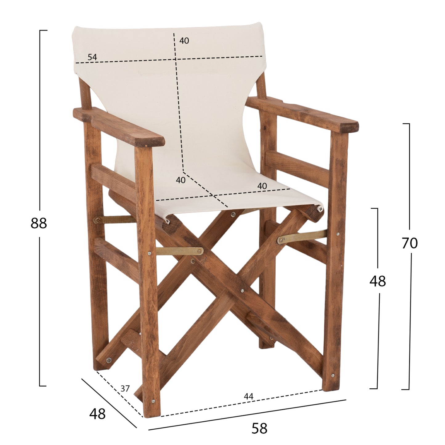 Director's Armchair Walnut With Ecru Sail Cloth Hm11518.01 58x48x88 Cm.