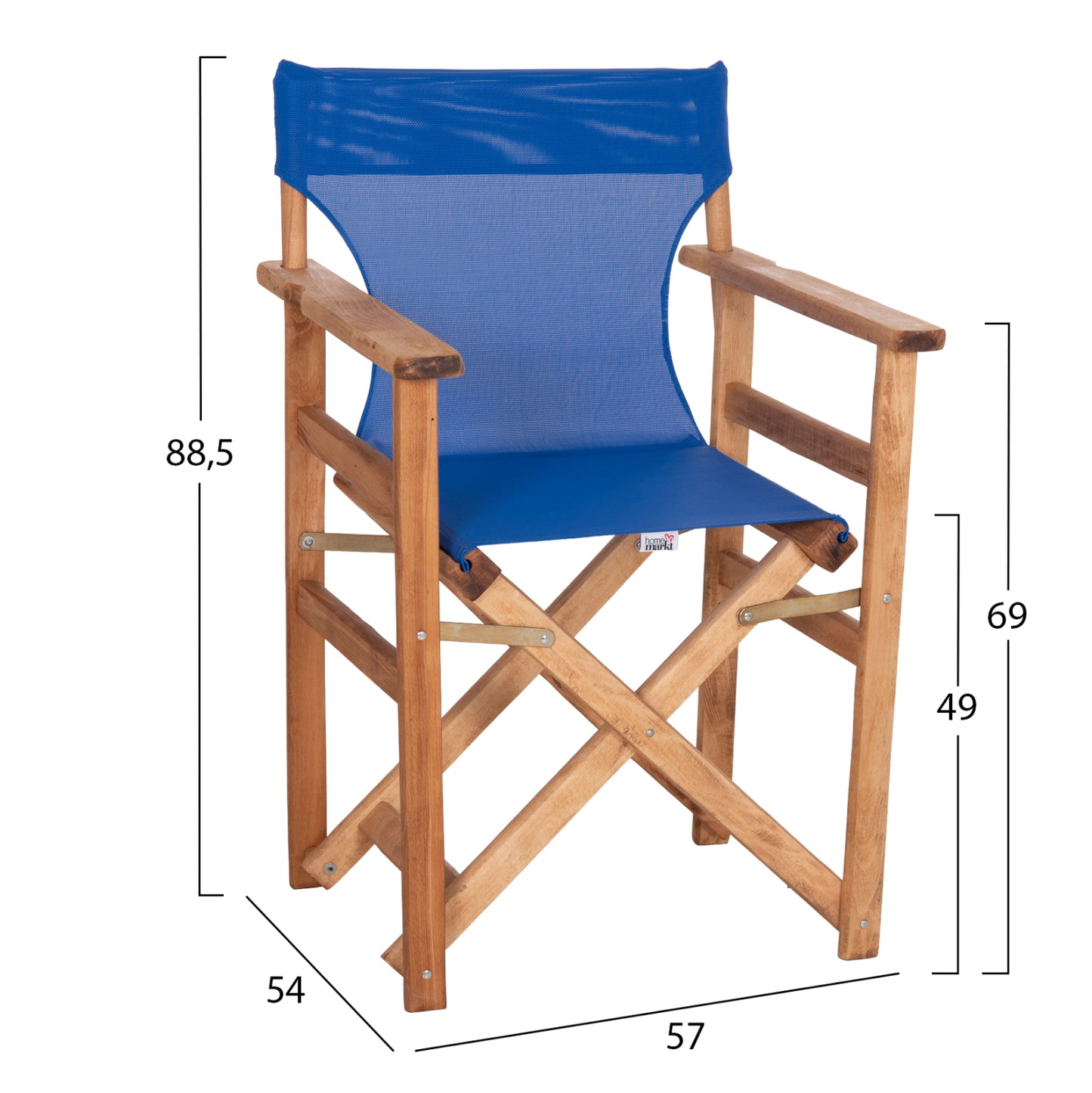 Director's Chair Limnos Hm10543.01 Beech Wood In Natural & Blue Textilene 57x54x88.5hcm.