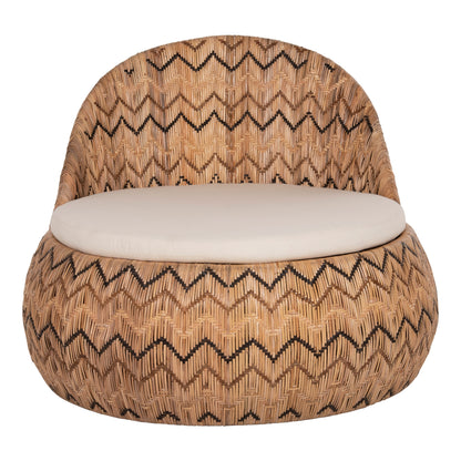 Armchair Round Ladlon Hm5992 Rattan In Natural-cushion In Ecru 97x97x76hcm.