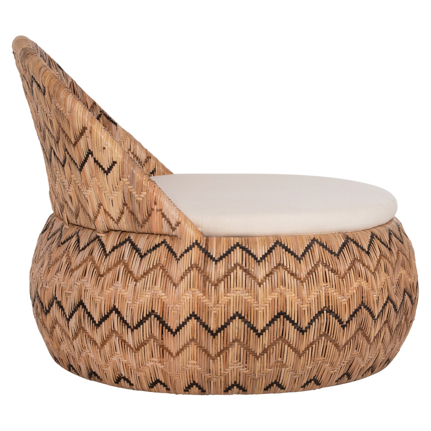 Armchair Round Ladlon Hm5992 Rattan In Natural-cushion In Ecru 97x97x76hcm.