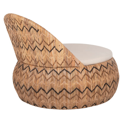 Armchair Round Ladlon Hm5992 Rattan In Natural-cushion In Ecru 97x97x76hcm.