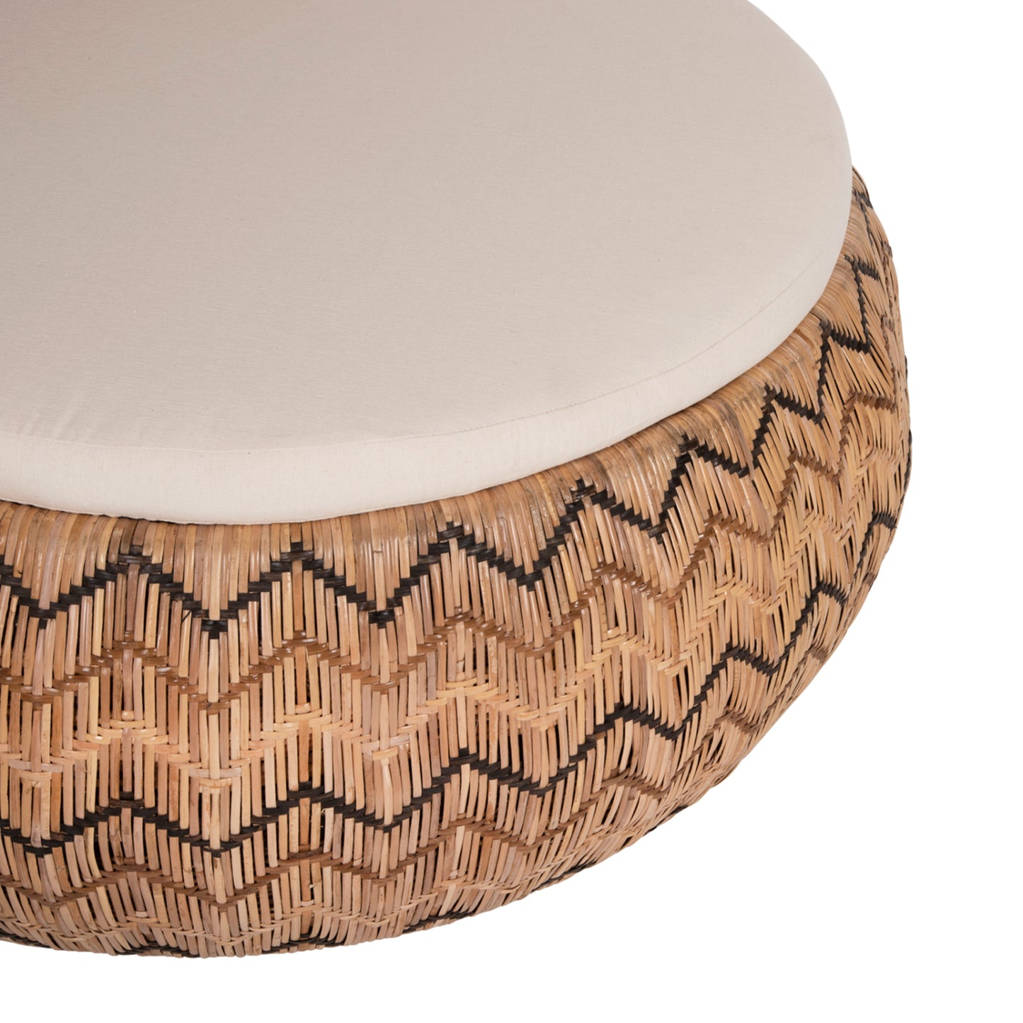 Armchair Round Ladlon Hm5992 Rattan In Natural-cushion In Ecru 97x97x76hcm.
