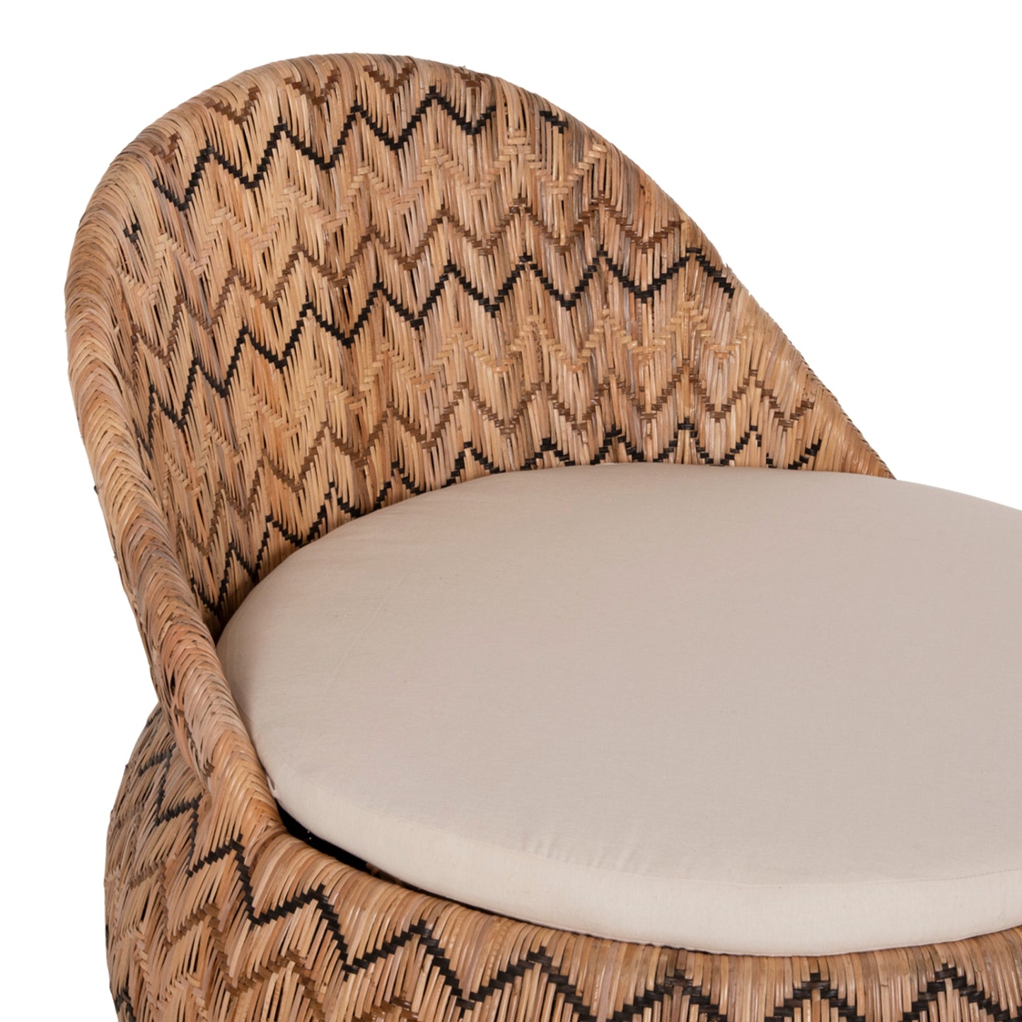 Armchair Round Ladlon Hm5992 Rattan In Natural-cushion In Ecru 97x97x76hcm.