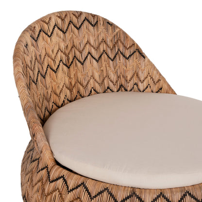 Armchair Round Ladlon Hm5992 Rattan In Natural-cushion In Ecru 97x97x76hcm.