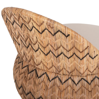 Armchair Round Ladlon Hm5992 Rattan In Natural-cushion In Ecru 97x97x76hcm.
