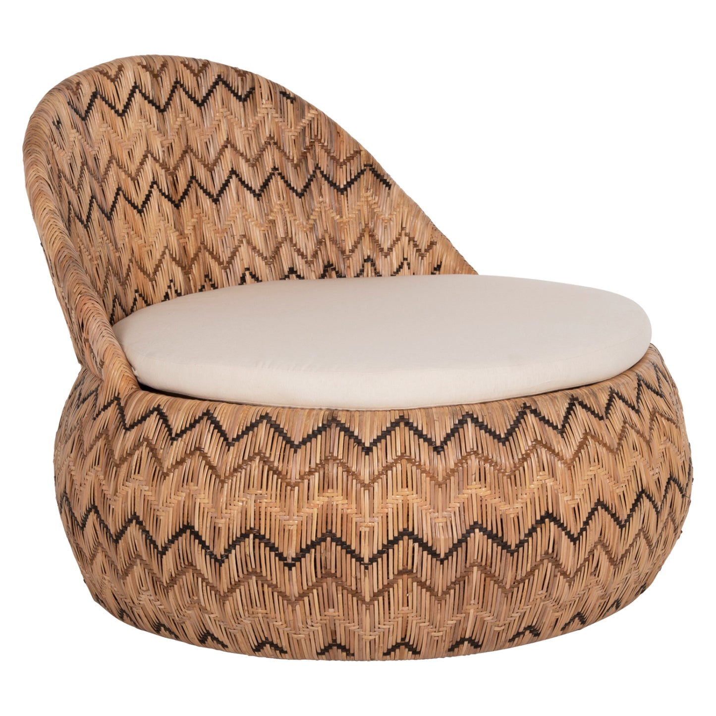 Armchair Round Ladlon Hm5992 Rattan In Natural-cushion In Ecru 97x97x76hcm.
