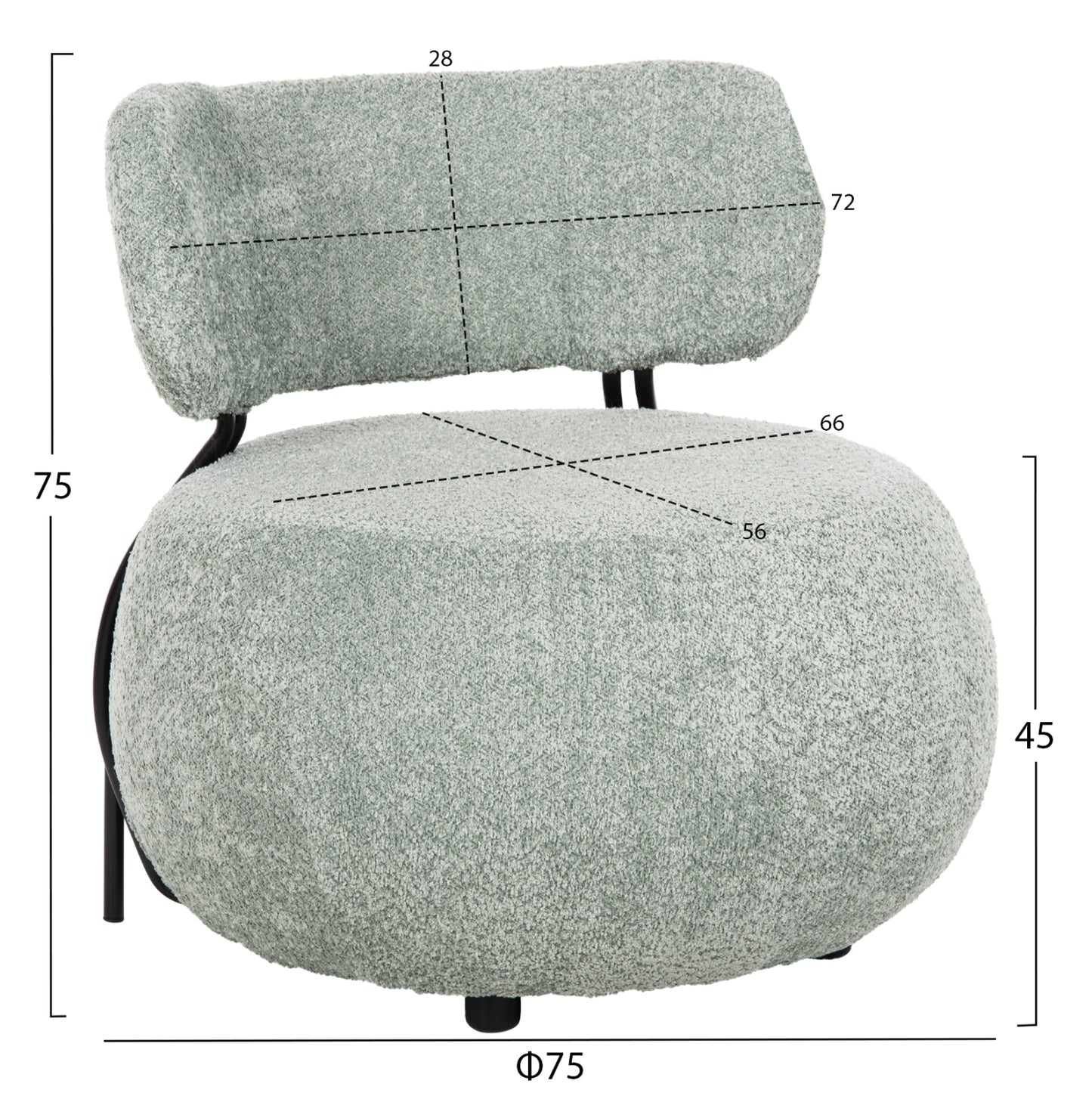 Lounge Chair Round Karsen Hm9598.05 Pistachio Green Boucle Fabric 75x75x75hcm.
