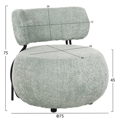 Lounge Chair Round Karsen Hm9598.05 Pistachio Green Boucle Fabric 75x75x75hcm.