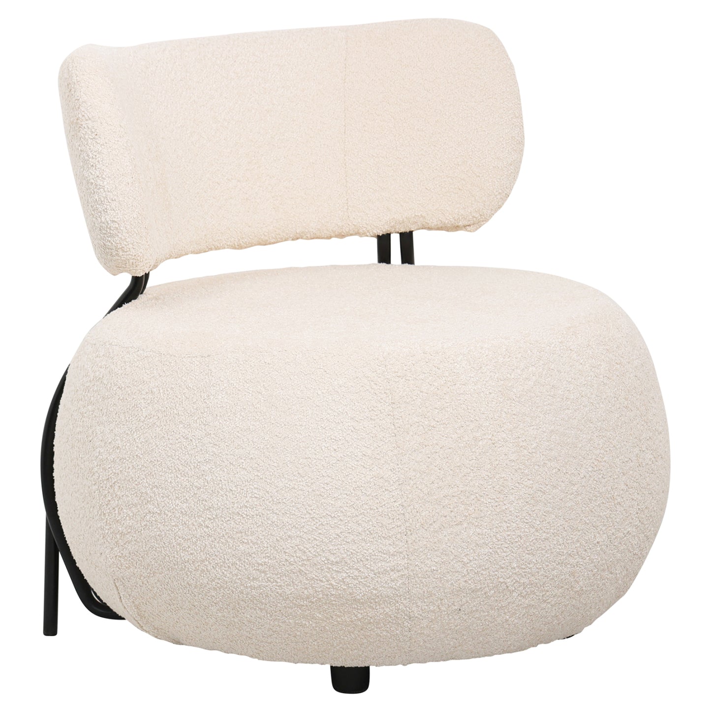 Lounge Chair Round Karsen Hm9598.06 Ecru Boucle Fabric 75x75x75h