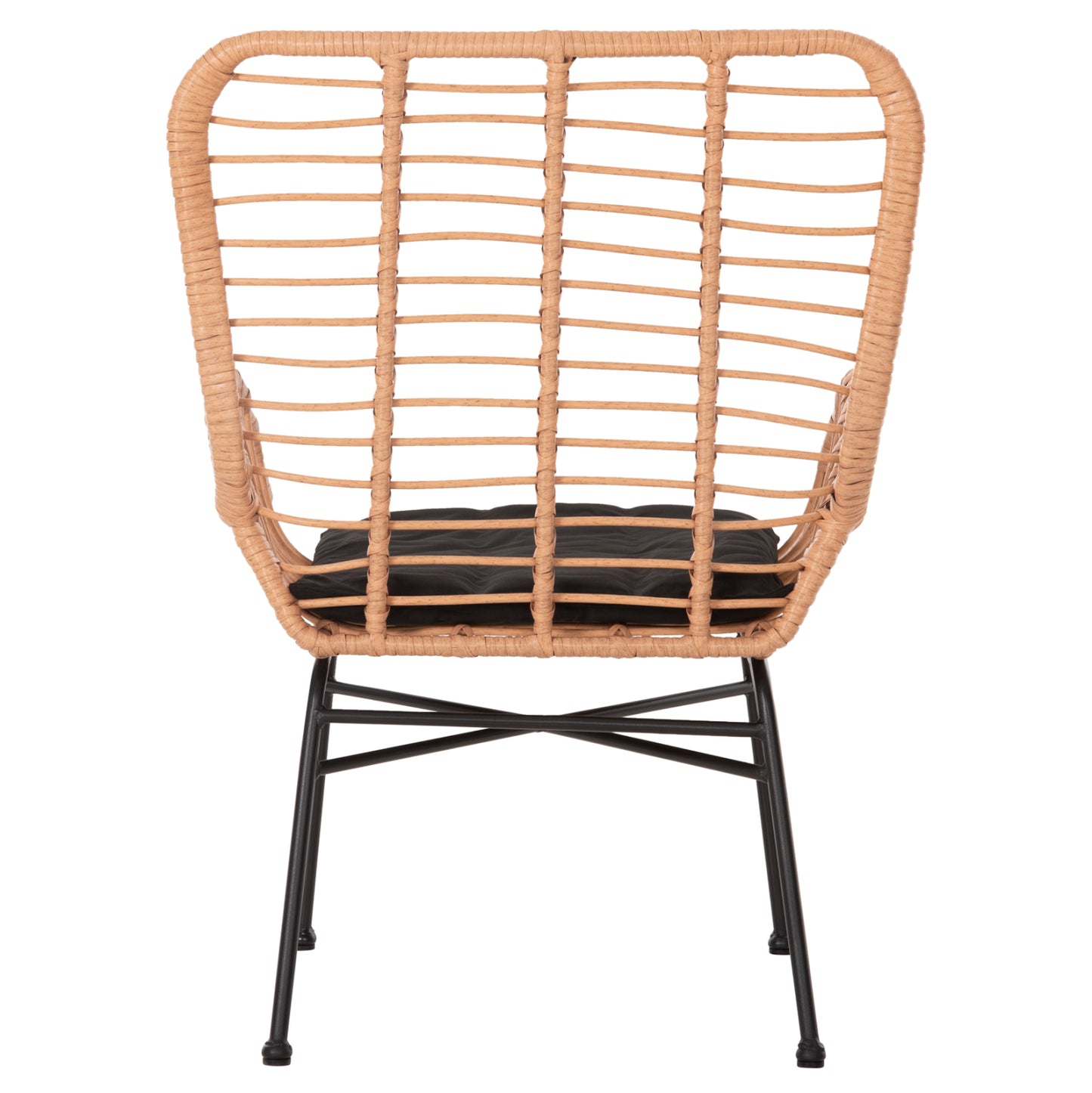 Outdoor Armchair Bergere Style Allegra Hm5704.11 P.e.rattan Beige-black Metal Frame 66x59x90hcm.