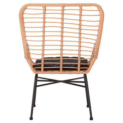 Outdoor Armchair Bergere Style Allegra Hm5704.11 P.e.rattan Beige-black Metal Frame 66x59x90hcm.