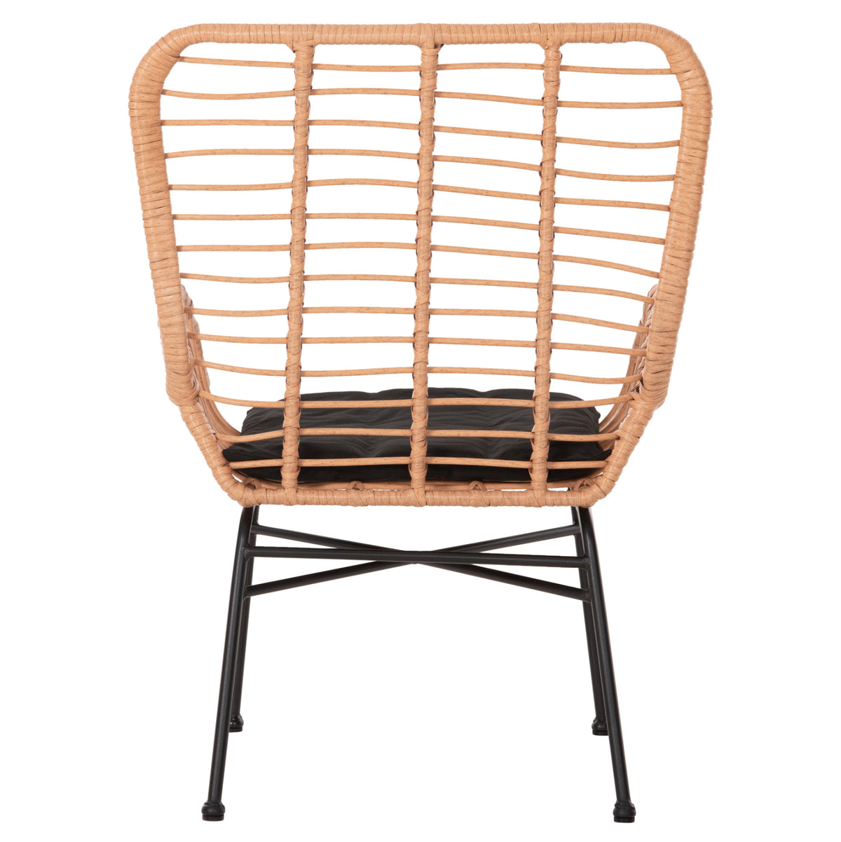 Outdoor Armchair Bergere Style Allegra Hm5704.11 P.e.rattan Beige-black Metal Frame 66x59x90hcm.