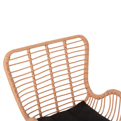 Outdoor Armchair Bergere Style Allegra Hm5704.11 P.e.rattan Beige-black Metal Frame 66x59x90hcm.