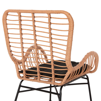 Outdoor Armchair Bergere Style Allegra Hm5704.11 P.e.rattan Beige-black Metal Frame 66x59x90hcm.