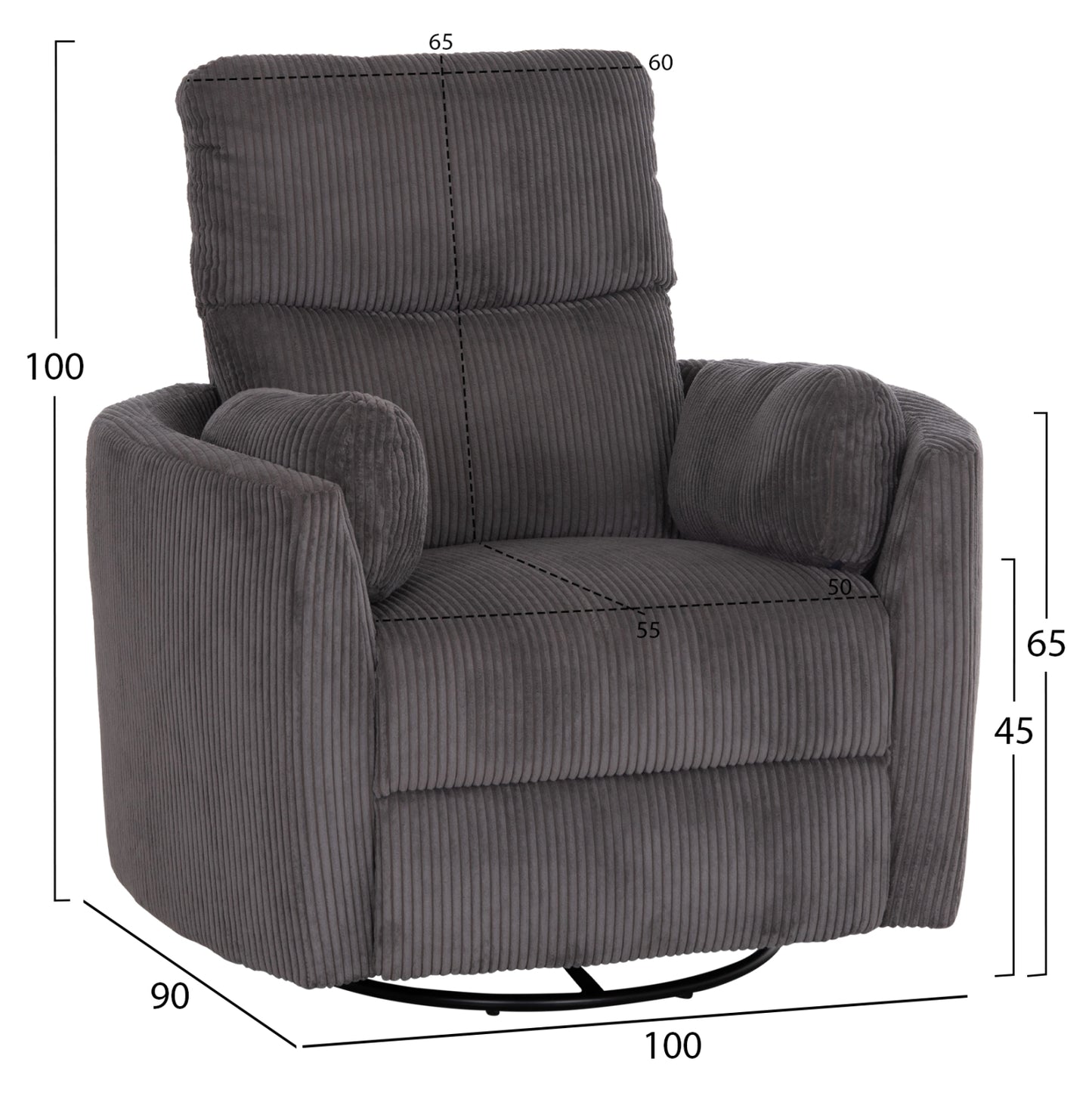 Armchair Relax/breastfeeding Velmora Hm3300.01 Grey Striped Fabric 100x90x100hcm.