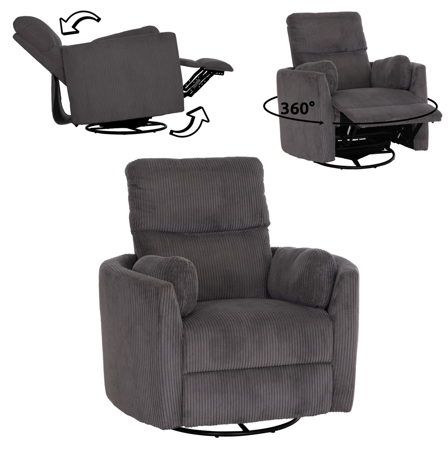 Armchair Relax/breastfeeding Velmora Hm3300.01 Grey Striped Fabric 100x90x100hcm.